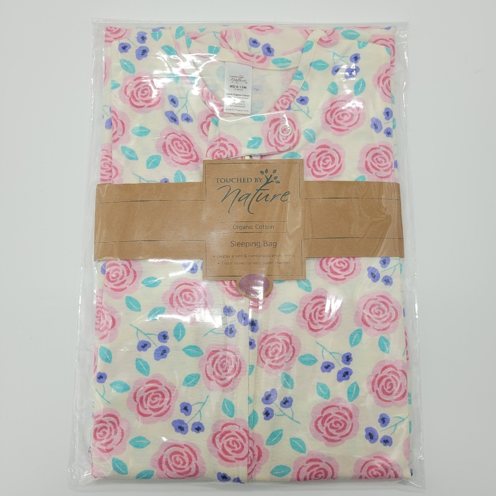 Touched by Nature Floral Sleeping Bag Organic Cotton Size Medium 6-12mo NEW